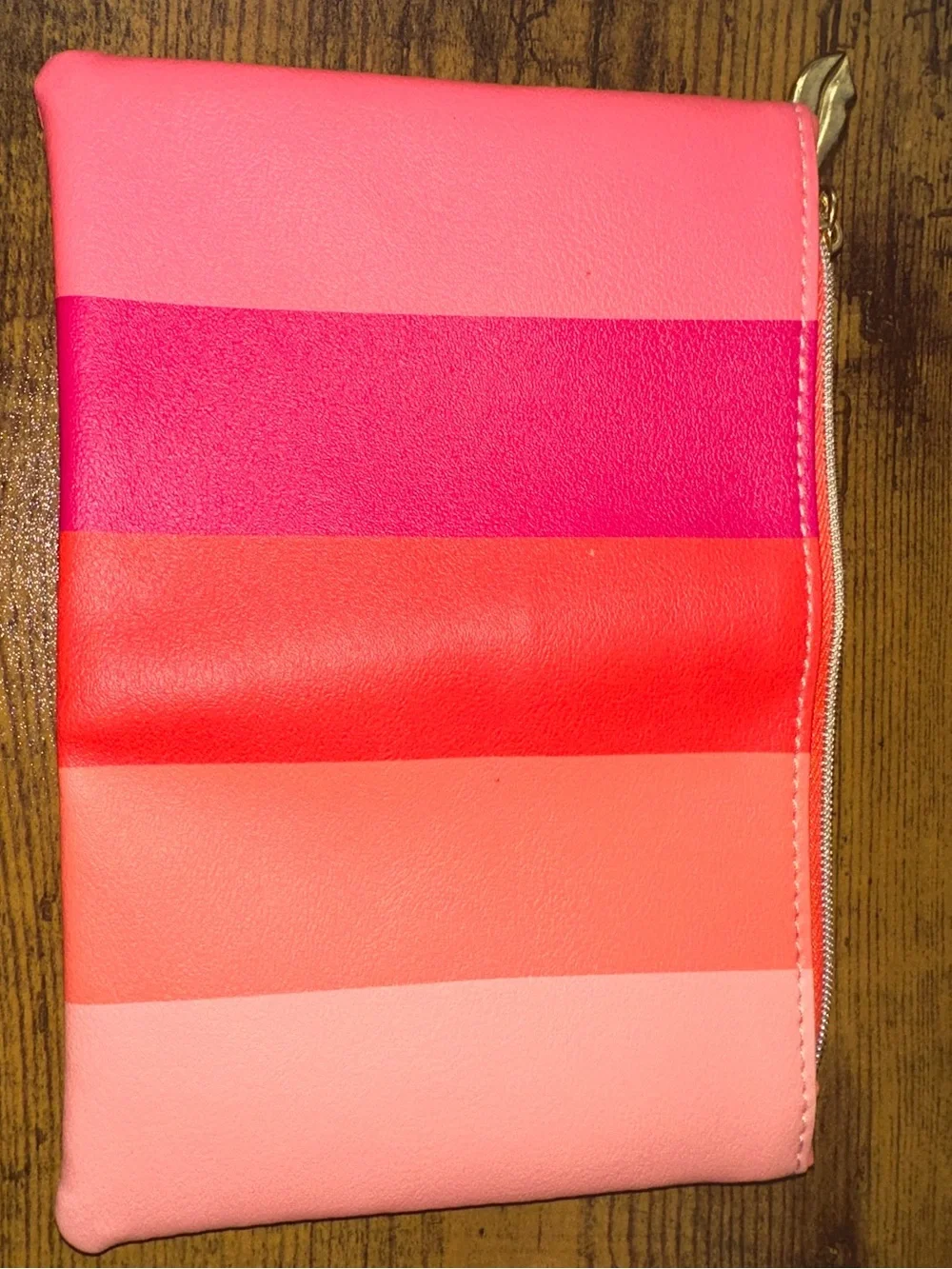 ipsy Pink, Coral & Hot Pink Striped Cosmetic Pouch
